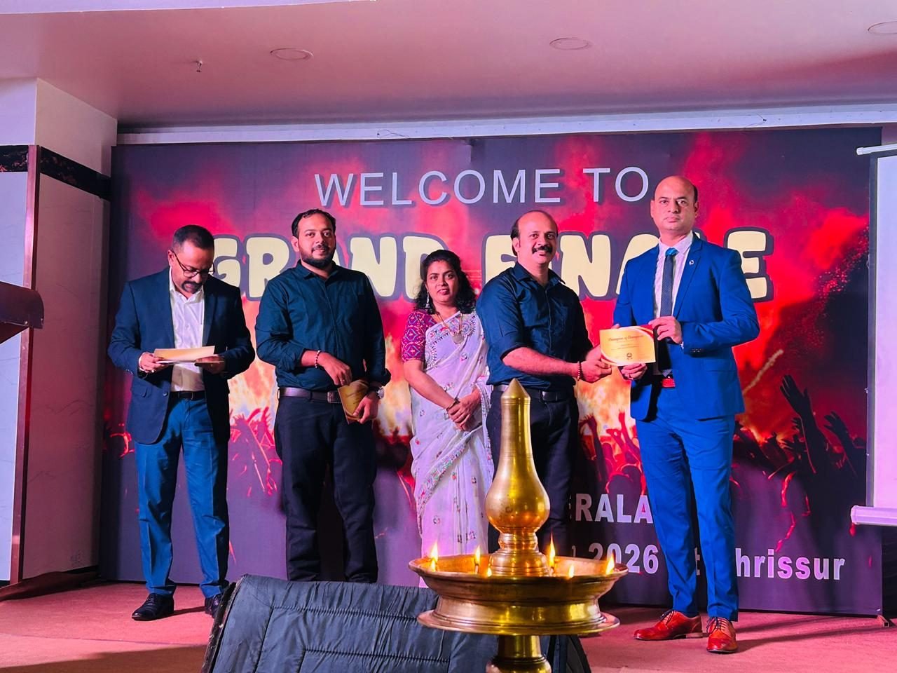 Sreejesh K G being recognised at the Grand Finale awards event in Kerala